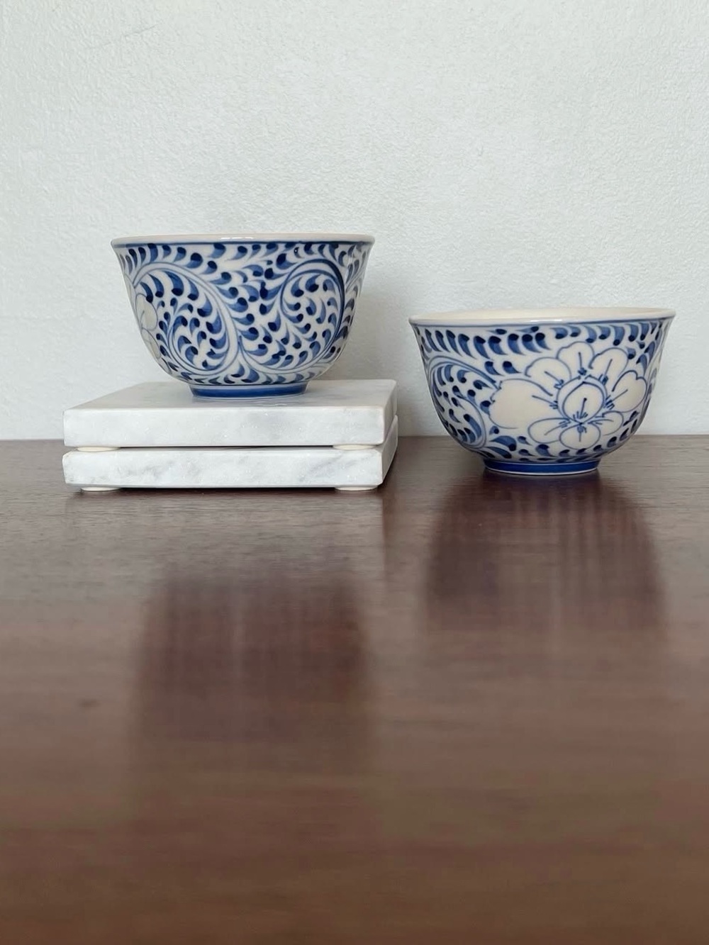 Japanese Hand Painted blue and white Bowl/green tea cups - set of 2
